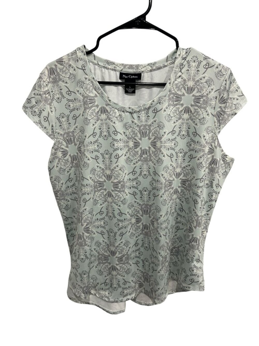 Nue Options Large Floral Green Grey Short Sleeve Top Floralcore Soft Girl Muted